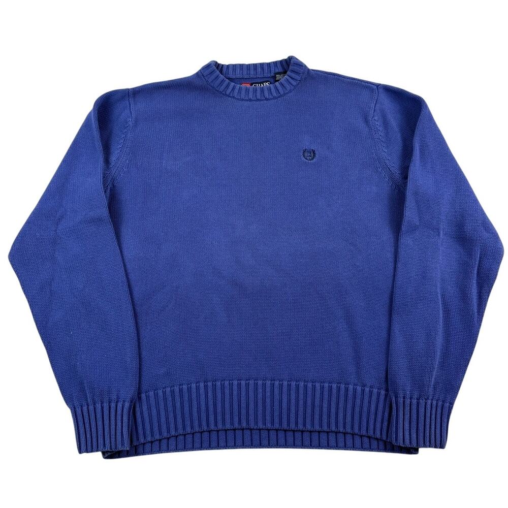 Blue Heavy Thick Knitt Chaps Sweater Office Business Professional Size XL